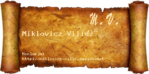 Miklovicz Villő névjegykártya